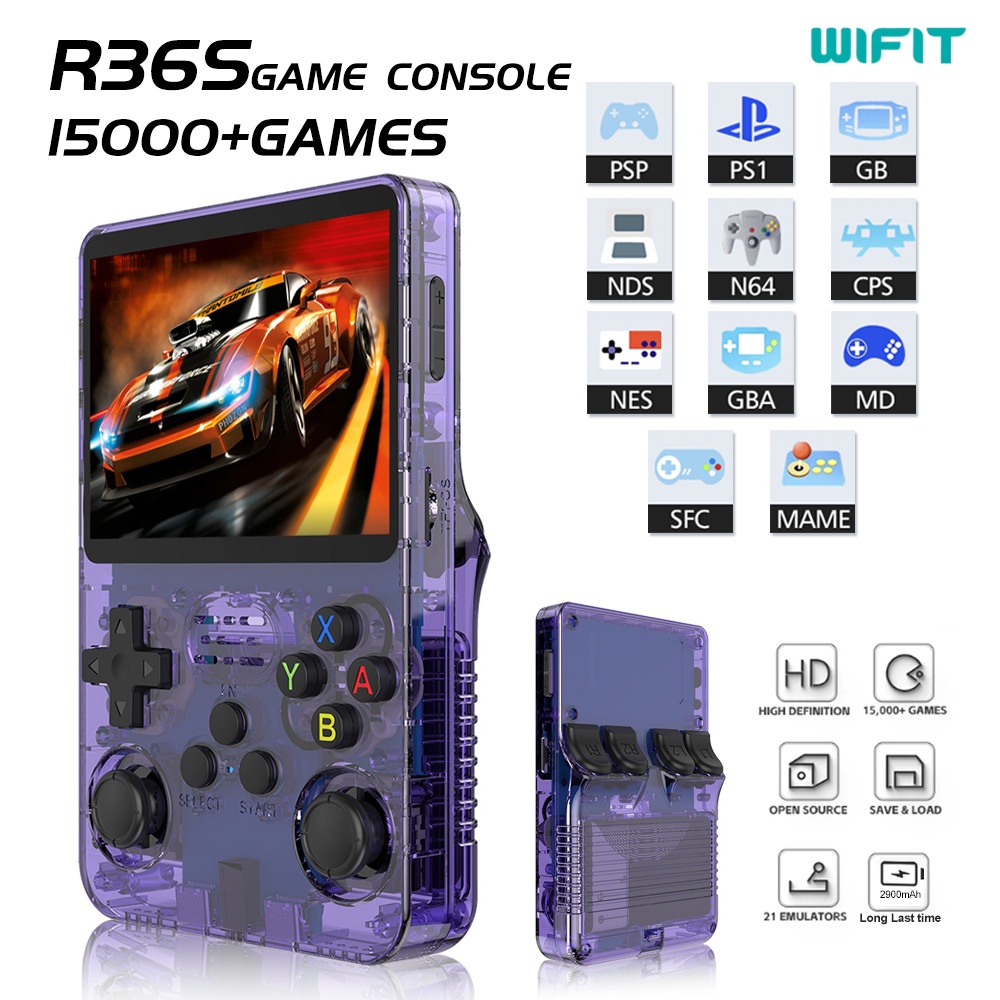 Retro Handheld Game Console R36S - เครื่องเล่นเกมพกพา R36s คอนโซลเกมย้อนยุคแบบพกพา เกมอาร์เคด 3 มิติ