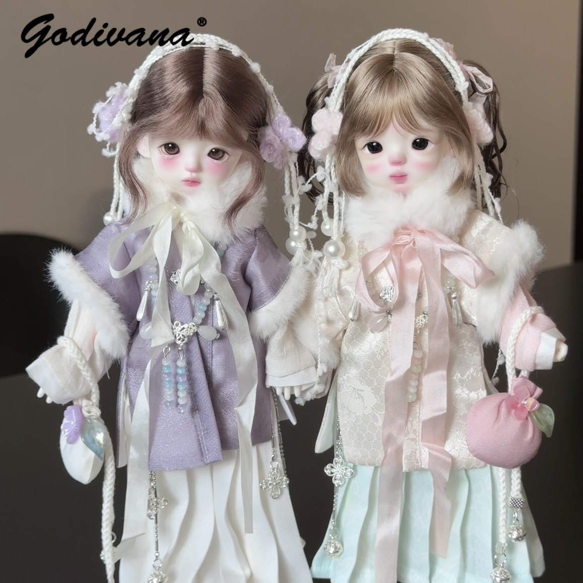 Bjd Doll 1 6 Full Set With Clothes - ชุดเสื้อผ้าตุ๊กตา BJD ขนาด 1/6 ชุดฮั่นฝูสไตล์หมิงแบบดั้งเดิม เสื้อแจ็คเก็ตปกขนเฟอร์เทียม