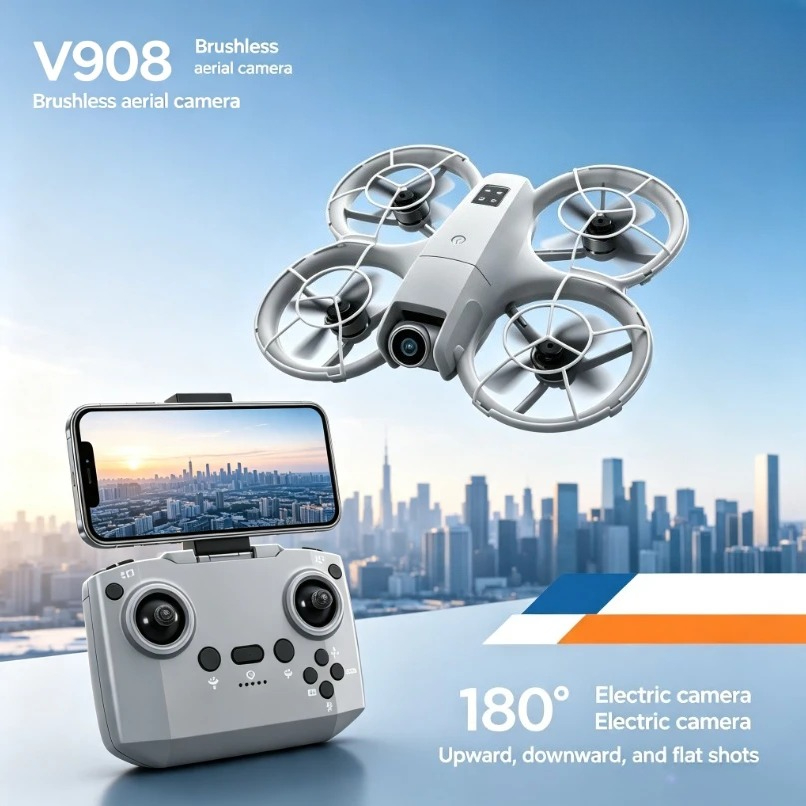 Fpv Brushless Rc Drone 4K - โดรน GPS รุ่นดั้งเดิม V908 แบบพับได้ กล้องคู่