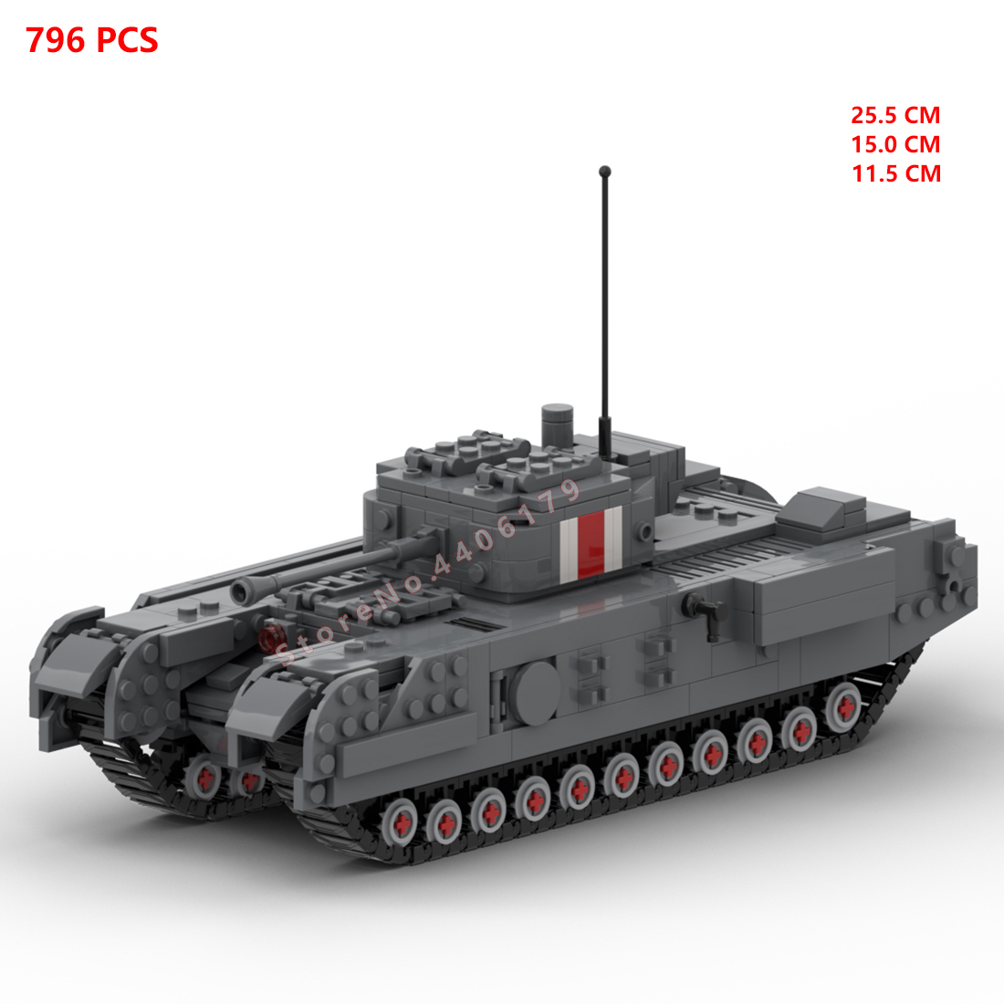 Lego Compatible Military Tank - ทหารสงครามโลกครั้งที่สอง UK Army Churchill Infantry Tank