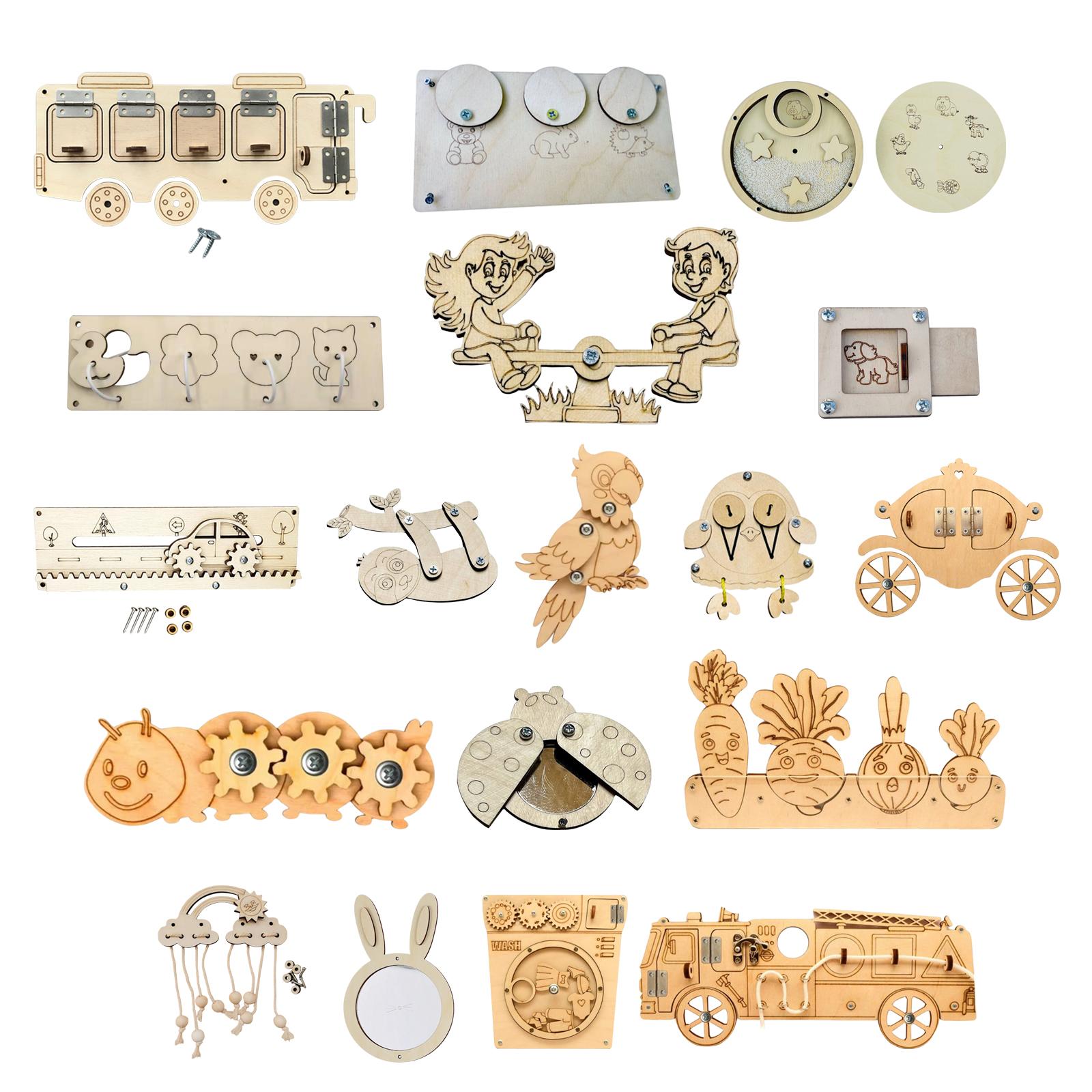 ชิ้นส่วนบอร์ดไม้สำหรับกิจกรรมเ - Montessori Wooden Busy Board Toddler บทวิจารณ์และราคา