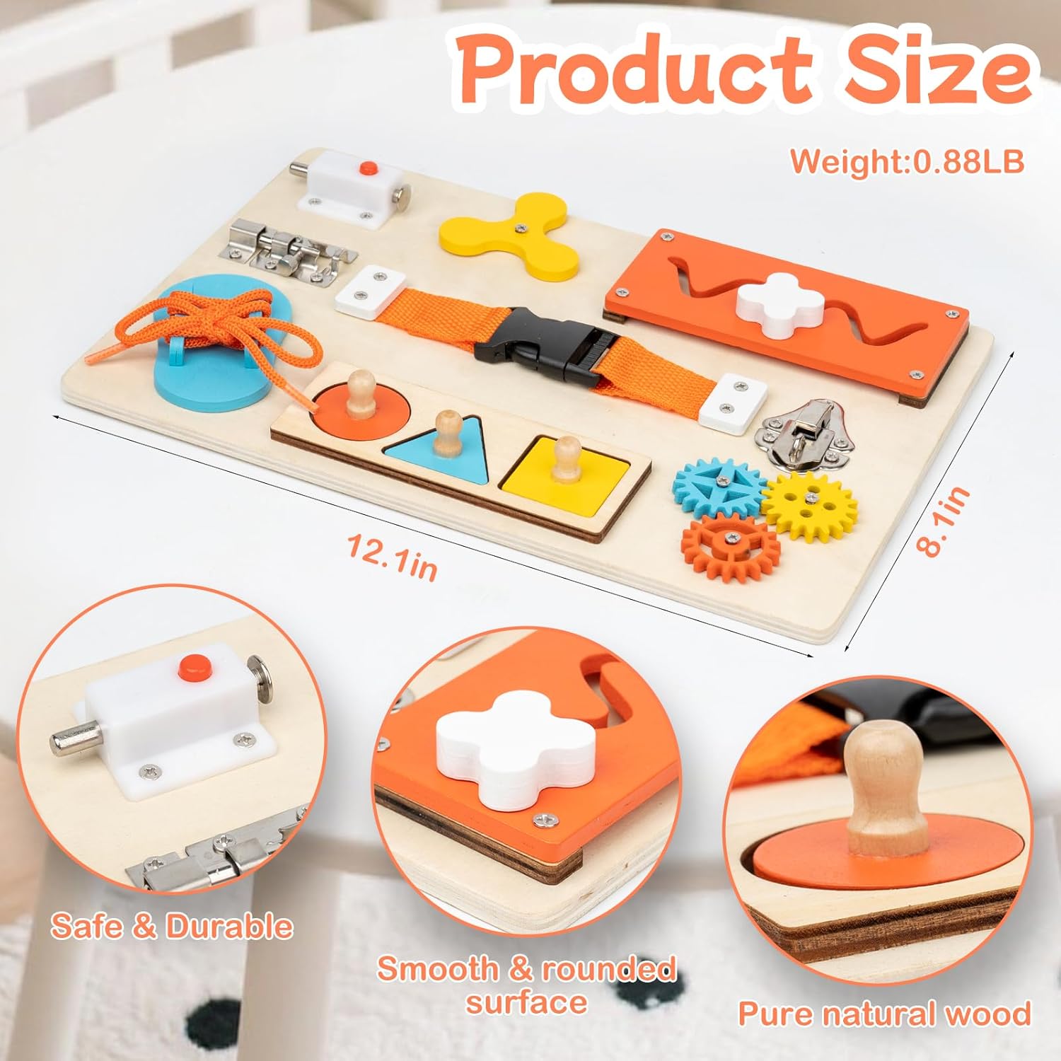 กระดานมอนเตสซอรี่สำหรับเด็กเล็ - Montessori Wooden Busy Board Toddler บทวิจารณ์และราคา